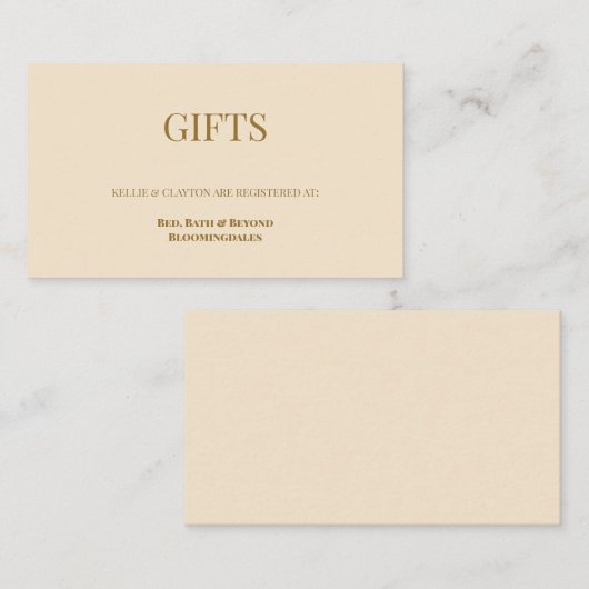 Kaart van Champagne Gift Registry Enclosure (Voorkant / Achterkant)