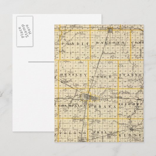 Kaart van Champaign County (Voorkant / Achterkant)