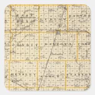 Kaart van Champaign County Vierkante Sticker