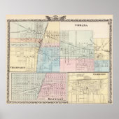 Kaart van Champaign, Urbana, Mattoon en Charleston Poster (Voorkant)