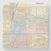 Kaart van Champaign, Urbana, Mattoon en Charleston Stenen Onderzetter (Voorkant)