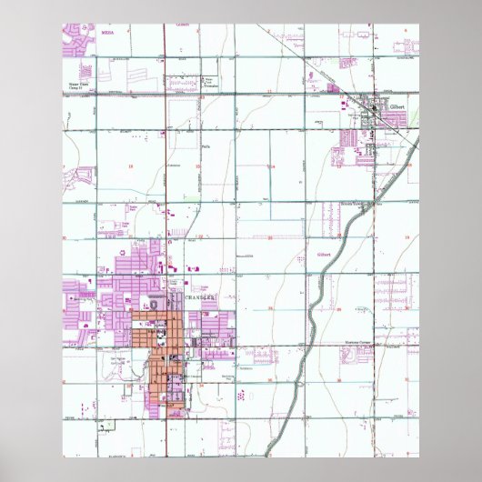 kaart van Chandler en Gilbert Arizona (1952) Poster (Voorkant)