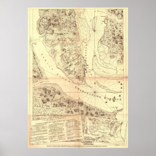 kaart van Charleston South Carolina (1780) Poster