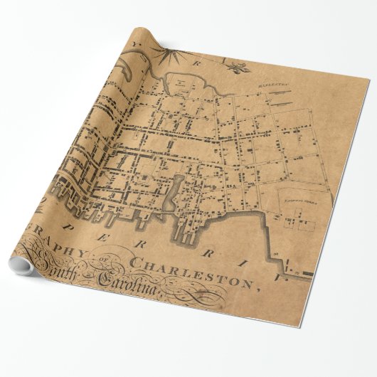  kaart van Charleston South Carolina (1790) Cadeaupapier (Uitgerold)
