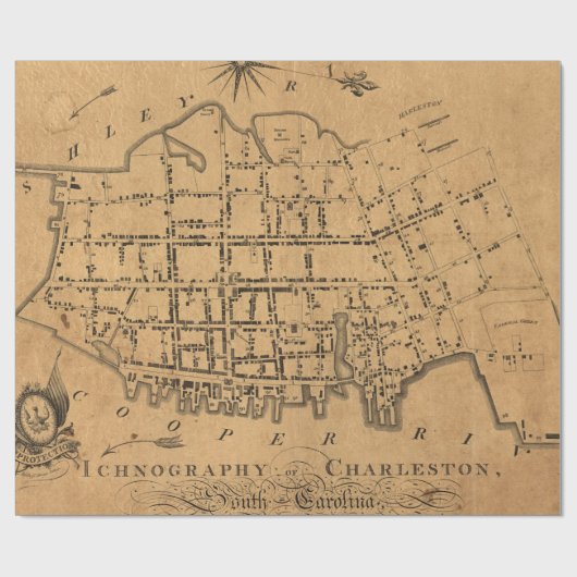  kaart van Charleston South Carolina (1790) Cadeaupapier (Vlak)