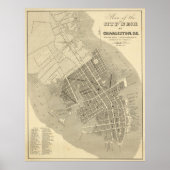  kaart van Charleston South Carolina (1844) Poster (Voorkant)