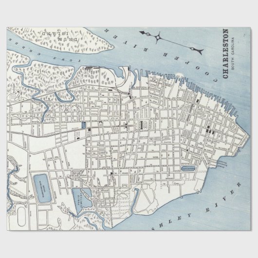  kaart van Charleston South Carolina (1898) Cadeaupapier (Vlak)