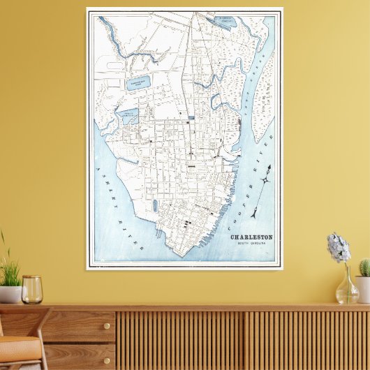 kaart van Charleston South Carolina (1898) Canvas Afdruk (Insitu (Woonkamer))