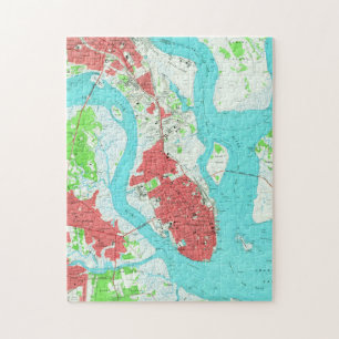 kaart van Charleston South Carolina (1958) 2 Legpuzzel