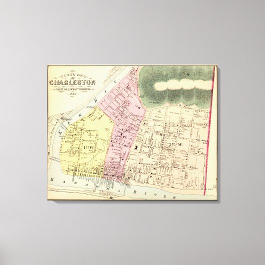 Kaart van Charleston, West Virginia Canvas Afdruk (Voorkant)