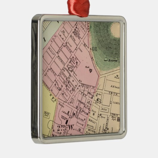 Kaart van Charleston, West Virginia Metalen Ornament (Rechts)