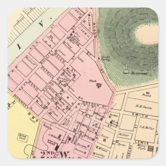 Kaart van Charleston, West Virginia Vierkante Sticker (Voorkant)