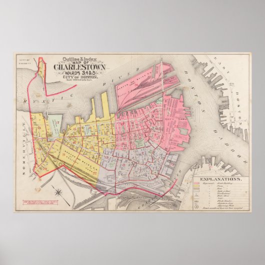  kaart van Charlestown Massachusetts (1901) Poster (Voorkant)