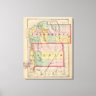 Kaart van Charlevoix en de provincies Antrim, Mich Canvas Afdruk