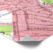  kaart van Charlotte North Carolina (1967) Poster (Hoek)