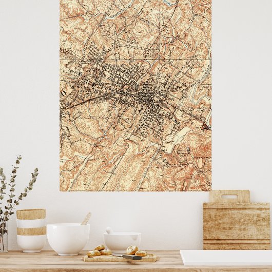  kaart van Charlottesville Virginia (1960) Poster (Keuken)