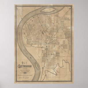 kaart van Chattanooga TN (1885) Poster