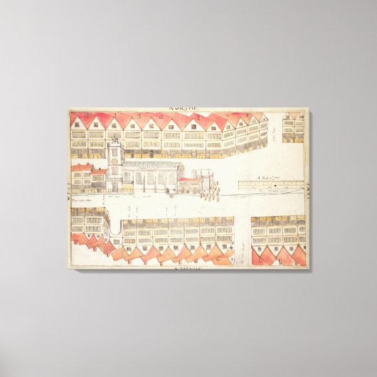 Kaart van Cheapside, Londen, 1585 Canvas Afdruk (Voorkant)
