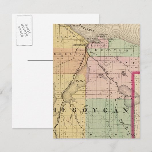 Kaart van Cheboygan County, Michigan (Voorkant / Achterkant)