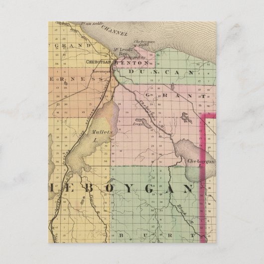 Kaart van Cheboygan County, Michigan (Voorkant)