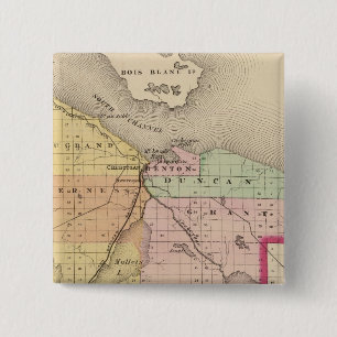 Kaart van Cheboygan County, Michigan Vierkante Button 5,1 Cm