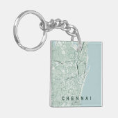 Kaart van Chennai India & aangepaste tekst Sleutelhanger (Voorkant Links)