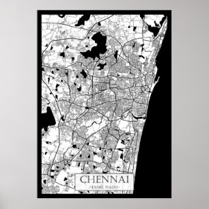 Kaart van Chennai Tamil Nadu Poster