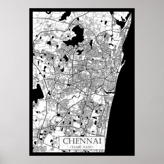 Kaart van Chennai Tamil Nadu Poster (Voorkant)