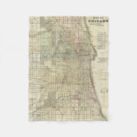  kaart van Chicago (1857) Fleece Deken (Voorkant)