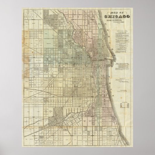  kaart van Chicago (1857) Poster (Voorkant)