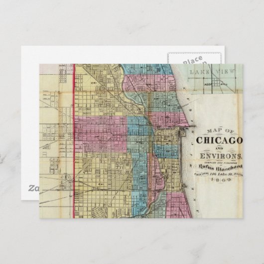  kaart van Chicago (1869) (Voorkant / Achterkant)