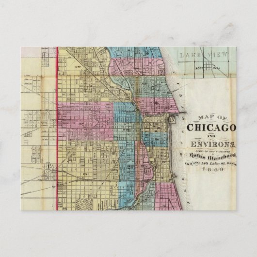  kaart van Chicago (1869) (Voorkant)