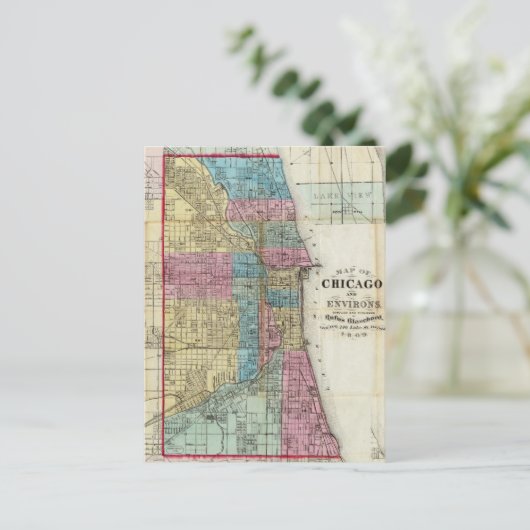 kaart van Chicago (1869) (Staand voorkant)