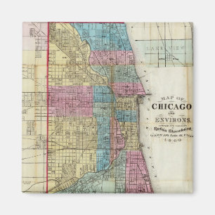 kaart van Chicago (1869) Magneet