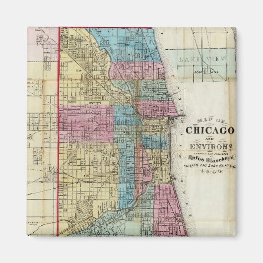  kaart van Chicago (1869) Magneet (Voorkant)