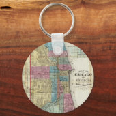  kaart van Chicago (1869) Sleutelhanger (Voorkant)