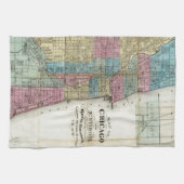 kaart van Chicago (1869) Theedoek (Horizontaal)