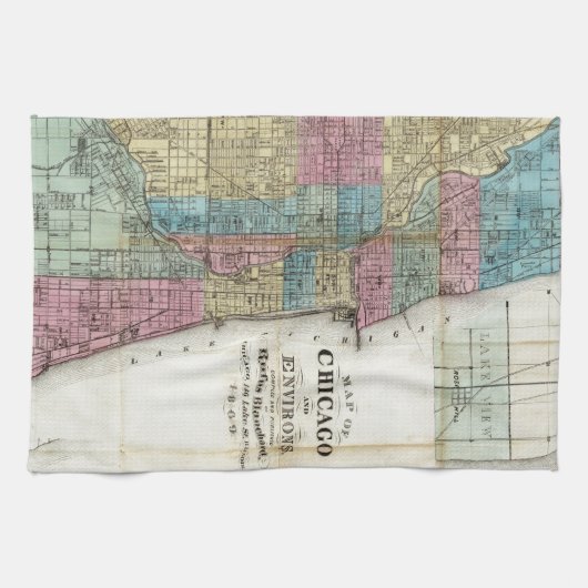  kaart van Chicago (1869) Theedoek (Horizontaal)