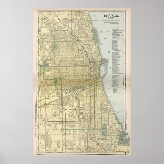  kaart van Chicago (1891) Poster (Voorkant)