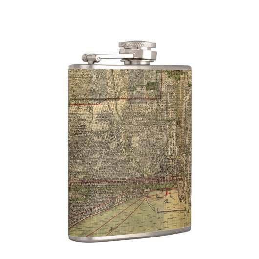  kaart van Chicago (1892) Heupfles (Rechts)