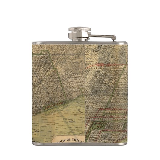  kaart van Chicago (1892) Heupfles (Achterkant)