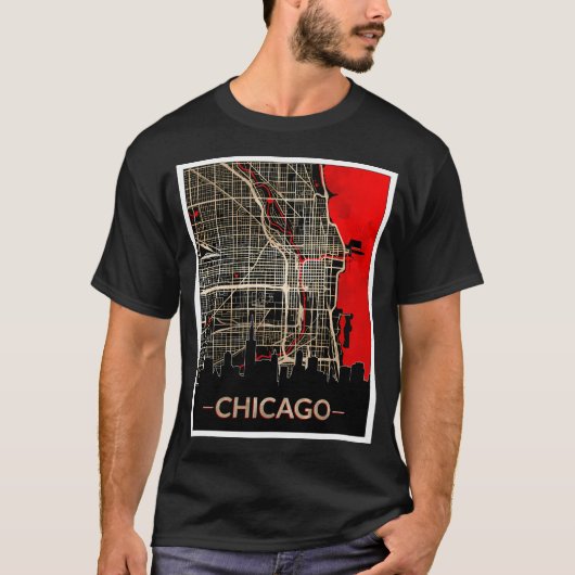 Kaart van Chicago City Edition T-shirt (Voorkant)