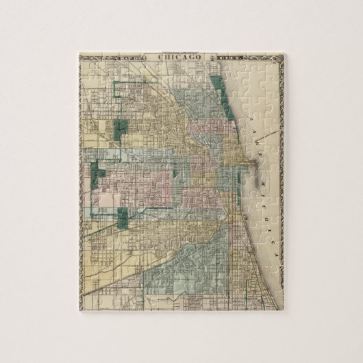 Kaart van Chicago City Legpuzzel (Verticaal)