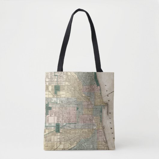 Kaart van Chicago City Tote Bag (Voorkant)