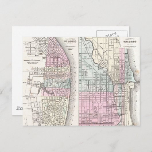  kaart van Chicago en St. Louis (1855) (Voorkant / Achterkant)