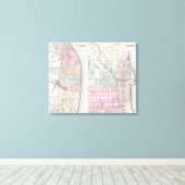 kaart van Chicago en St. Louis (1855) Canvas Afdruk (Insitu (Houten vloer))