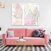 kaart van Chicago en St. Louis (1855) Canvas Afdruk (Insitu (Woonkamer))