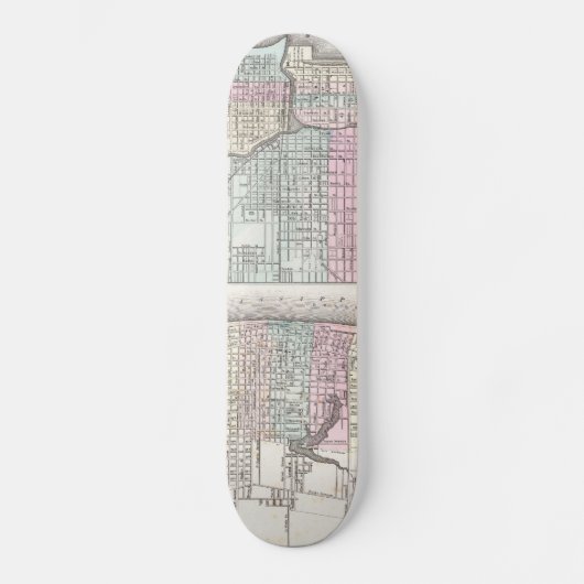  kaart van Chicago en St. Louis (1855) Skateboard (Voorkant)