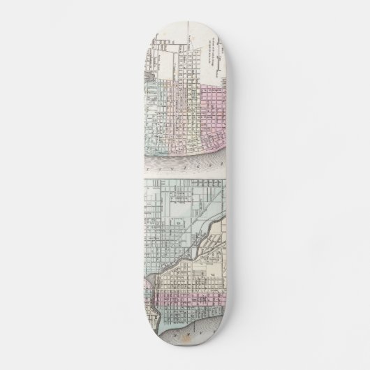kaart van Chicago en St. Louis (1855) Skateboard (Voorkant)