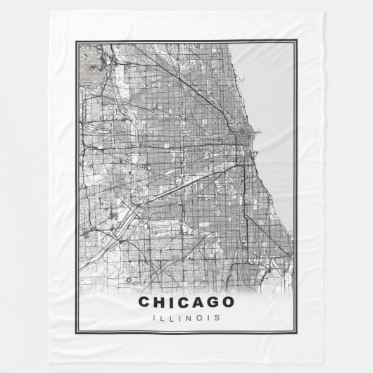 Kaart van Chicago Fleece Deken (Voorkant)